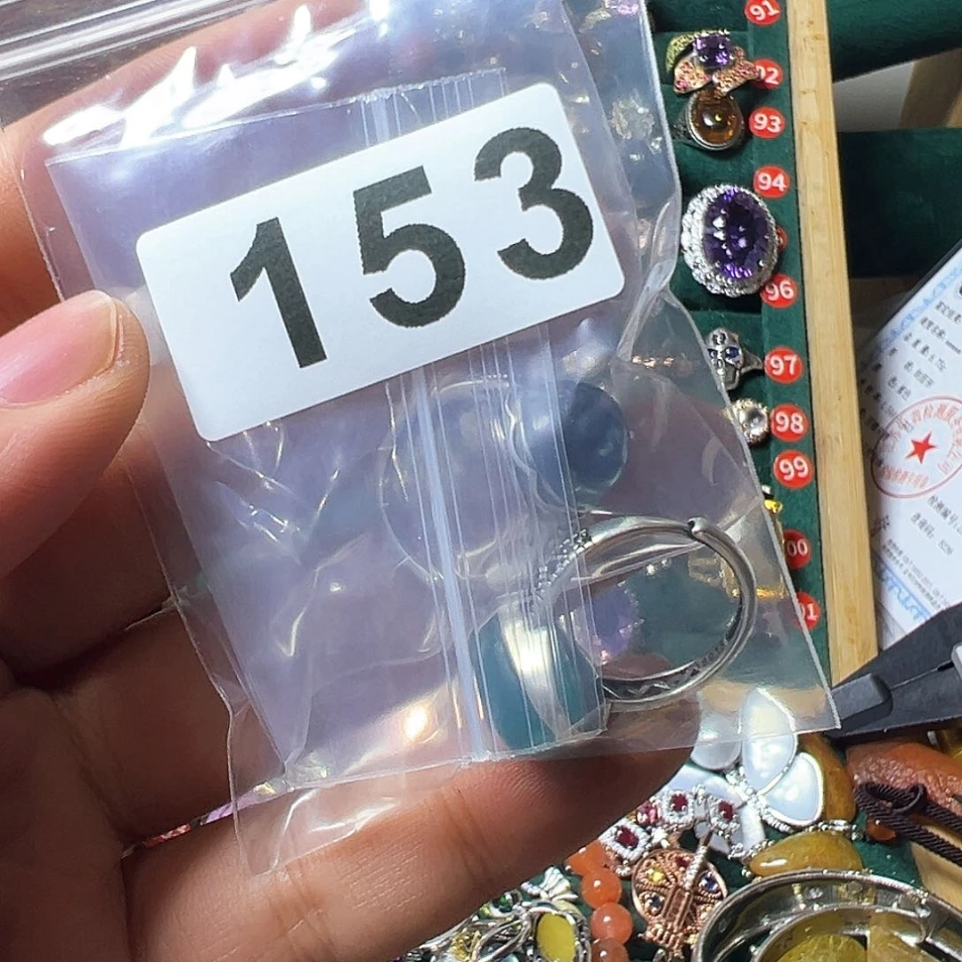 海蓝宝石戒圈银S925镶嵌两***月