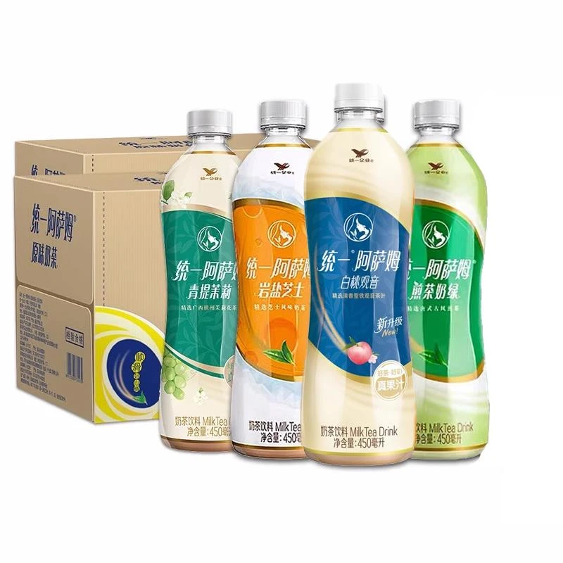统一阿萨姆白桃观音青提茉莉煎茶奶绿经典奶茶450ml饮料居家