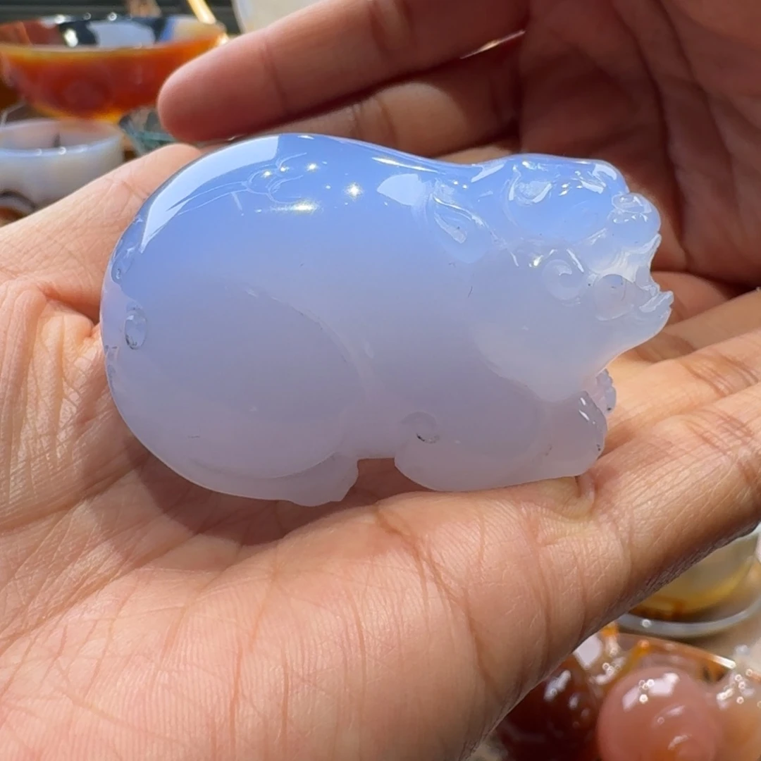 澜***児玛瑙/玉髓未镶嵌玛瑙手把件