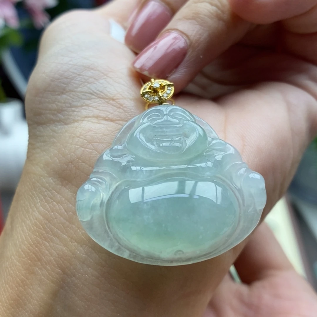 颈饰18K金镶嵌翡翠吊坠64