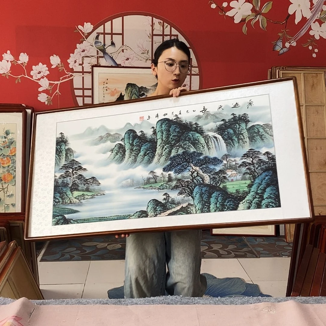 国画手写手绘带框包邮62✖️122