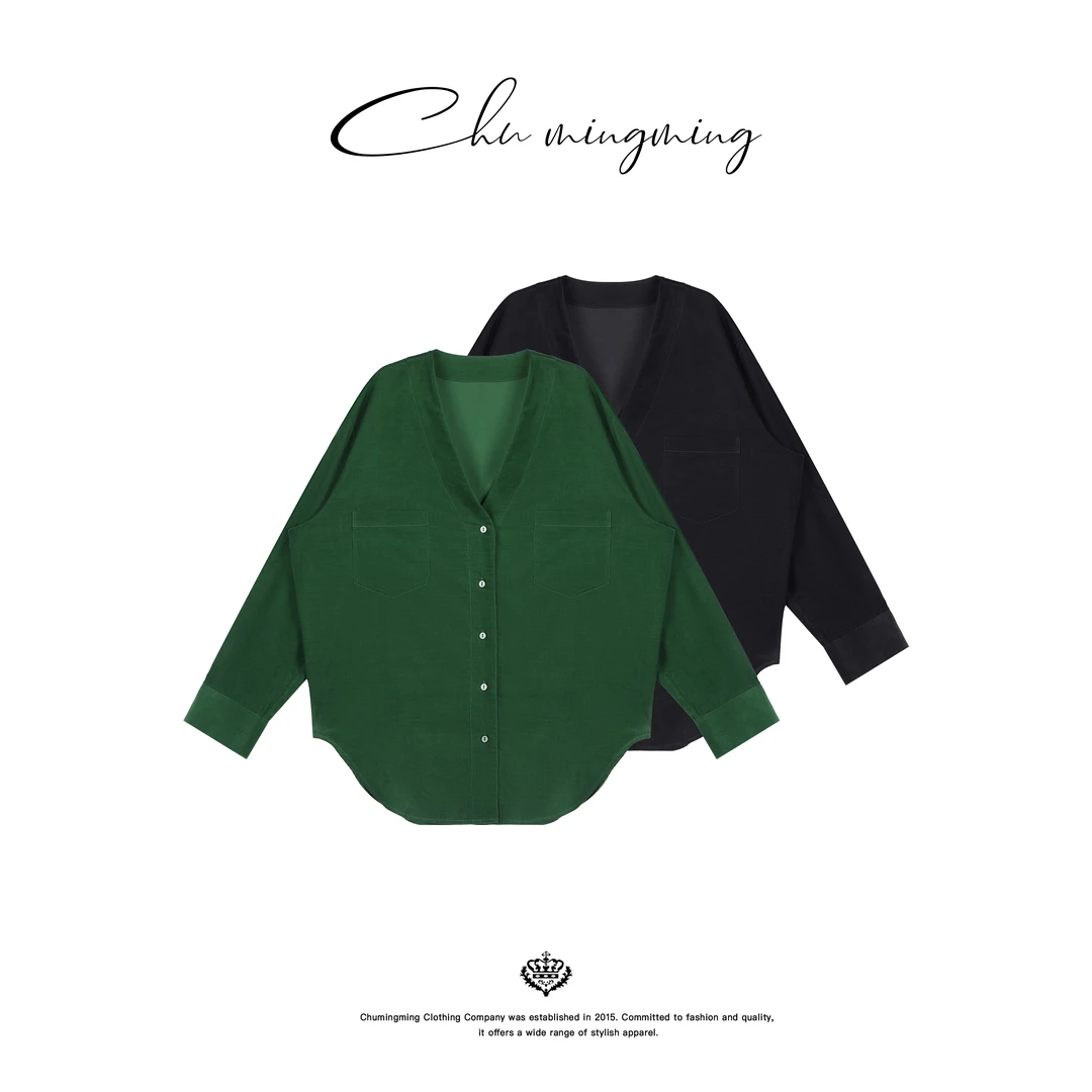 【CHU/2025SSNEW】《旧巷》灯芯绒V领衬衣TT2503