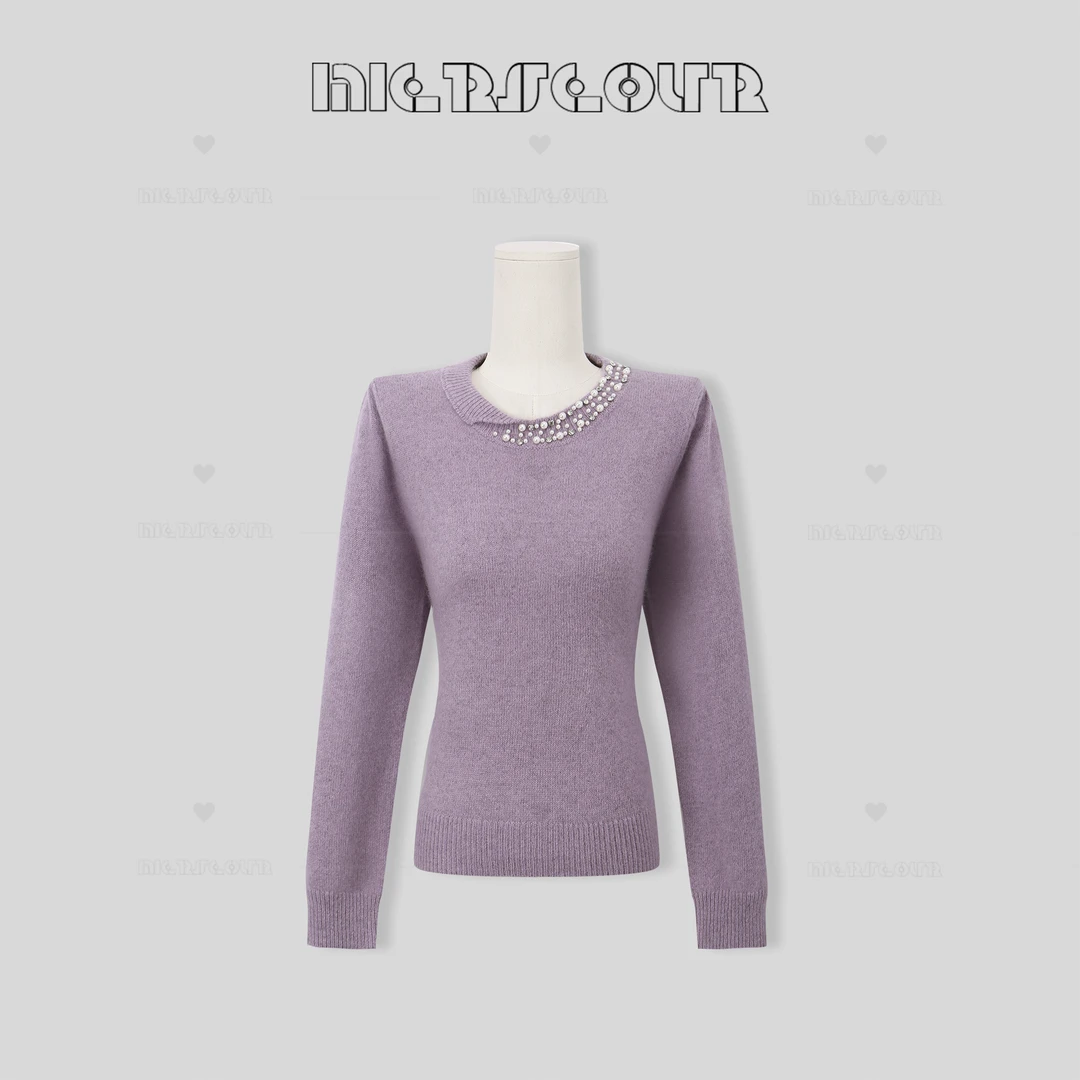 【封后轻奢设计】新款温柔风钉珠休闲毛衣89129