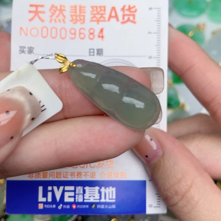 翡翠18K金镶嵌颈饰豆子