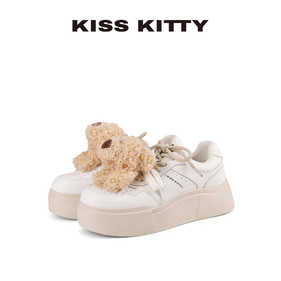 小熊玩偶厚底板鞋女潮牌可爱运动休闲鞋时尚百搭女鞋