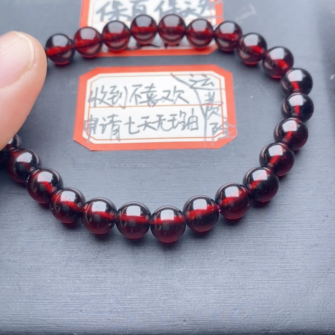 下***秒石榴石未镶嵌手链7毫米大漏