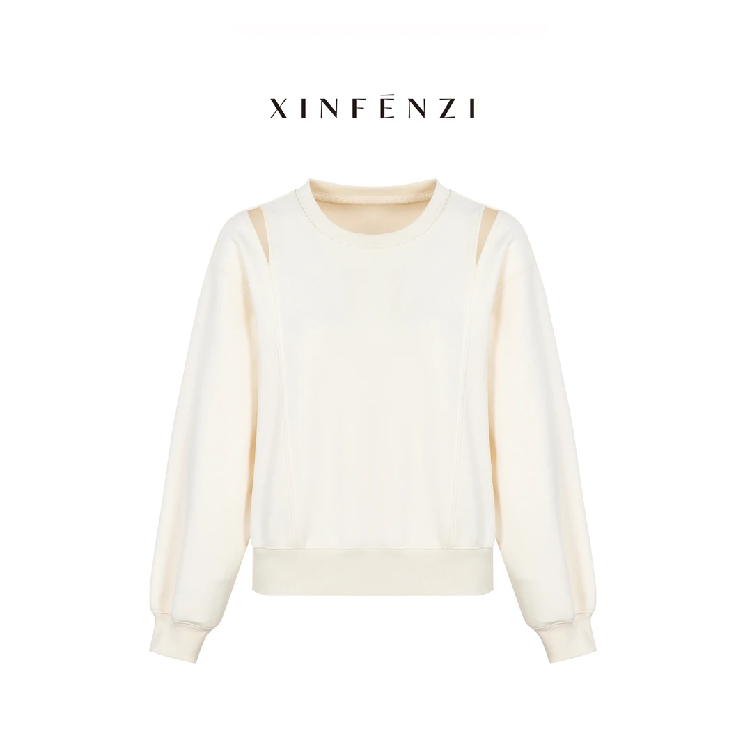 【星梦】XINFENZI 镂空小心机设计长袖圆领卫衣上衣 FS34004