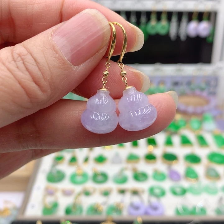 翡翠18K金镶嵌耳饰