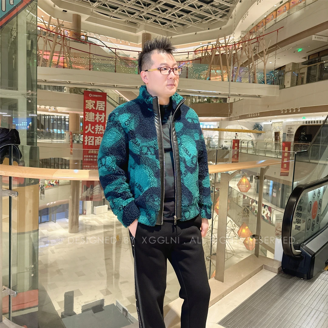 冬季款MOCSS深蓝迷彩毛毛高端男士奢侈品外套男装加倍保暖夹克