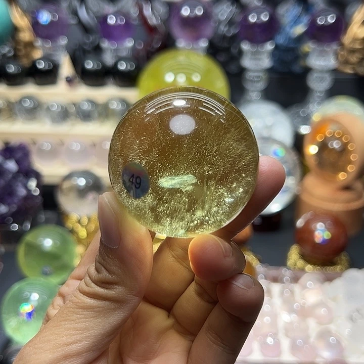 紫晶银S925镶嵌珠宝半成品巴西黄水晶球4.6公分