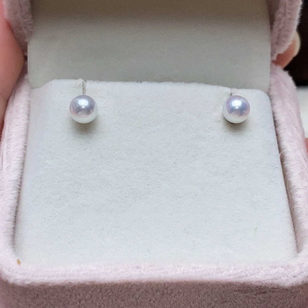 耳饰淡水珍珠银S925镶嵌5-6小灯泡