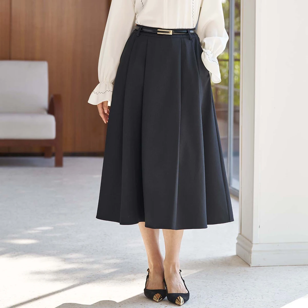 【蜜客专属】米思阳2025春季新款知性优雅黑色半身裙5M25AI5370