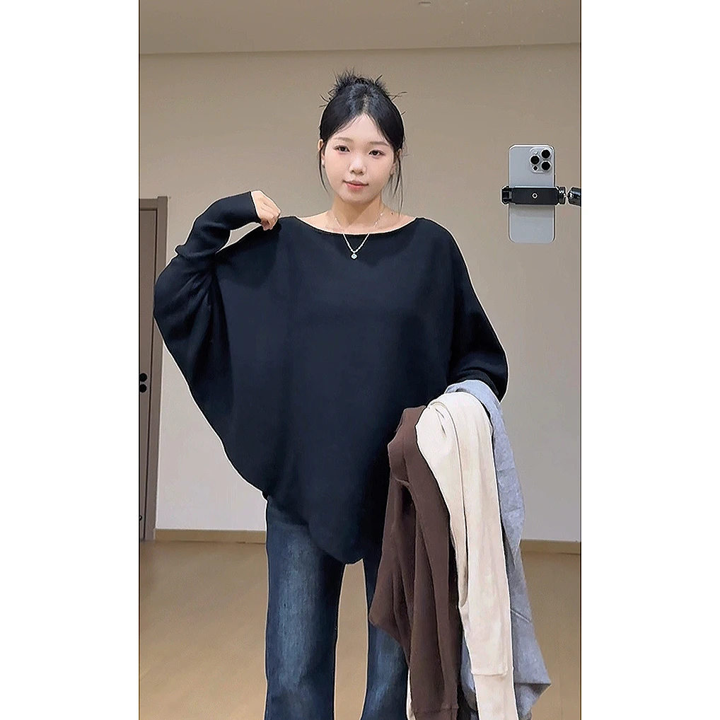 「蝙蝠袖慵懒感毛衣」气质感拉满~#67599