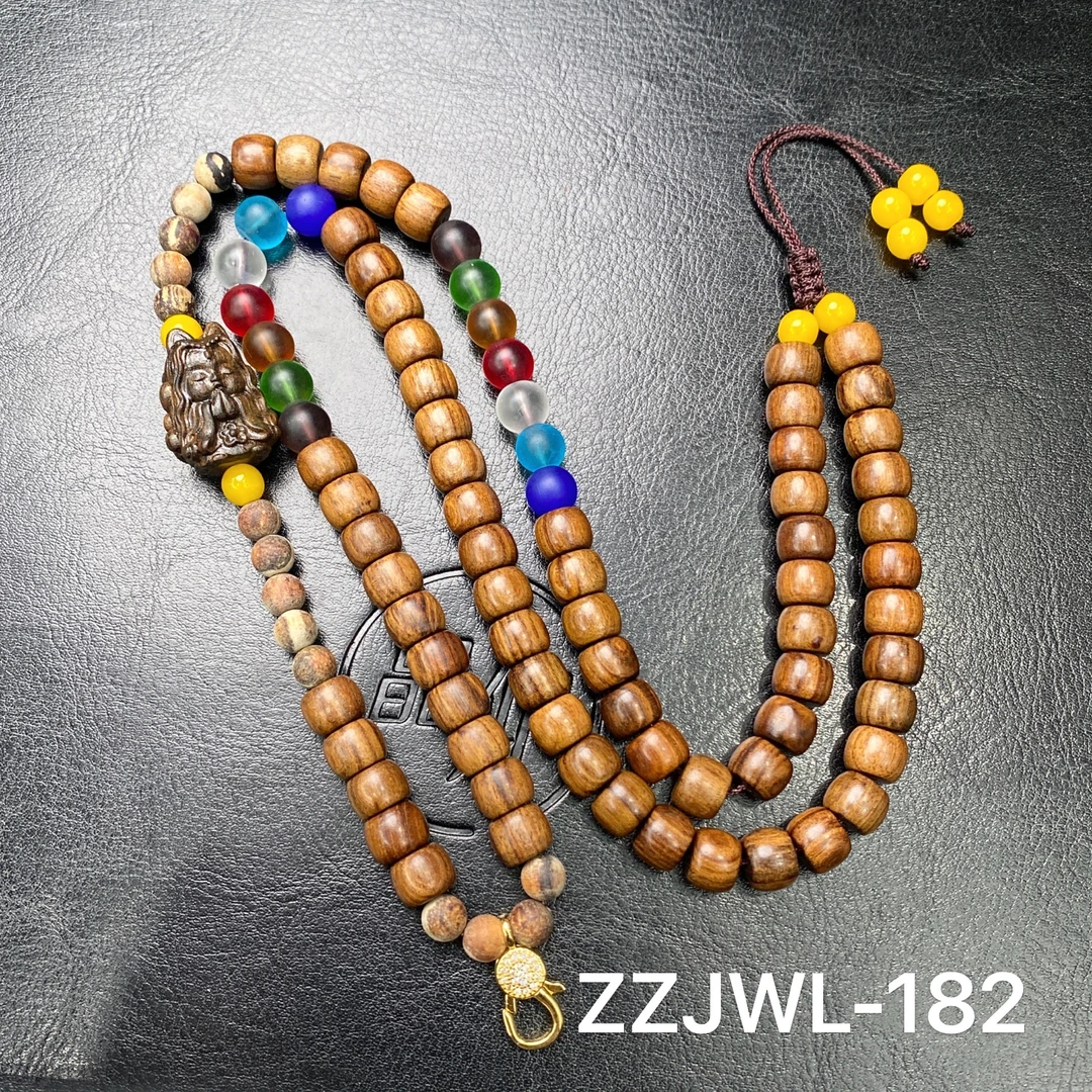 铜合金琉璃项链 晶仰ZZJWL-182凤九妖花贡木七色木珠毛衣链