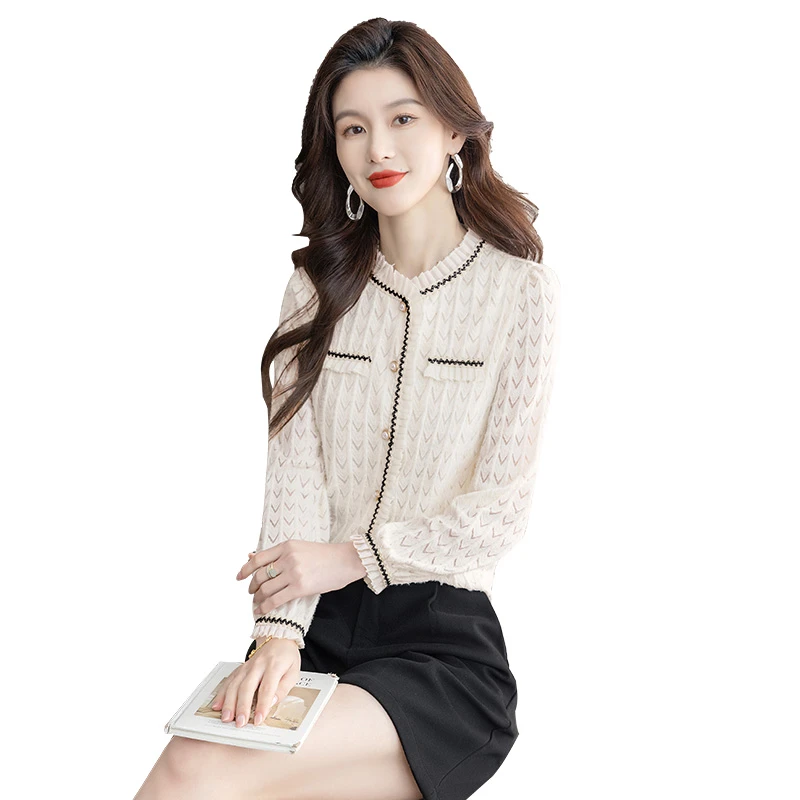 丝柏舍2025秋装新款女装时尚正肩通勤优雅修身长袖衬衫S51R0908C