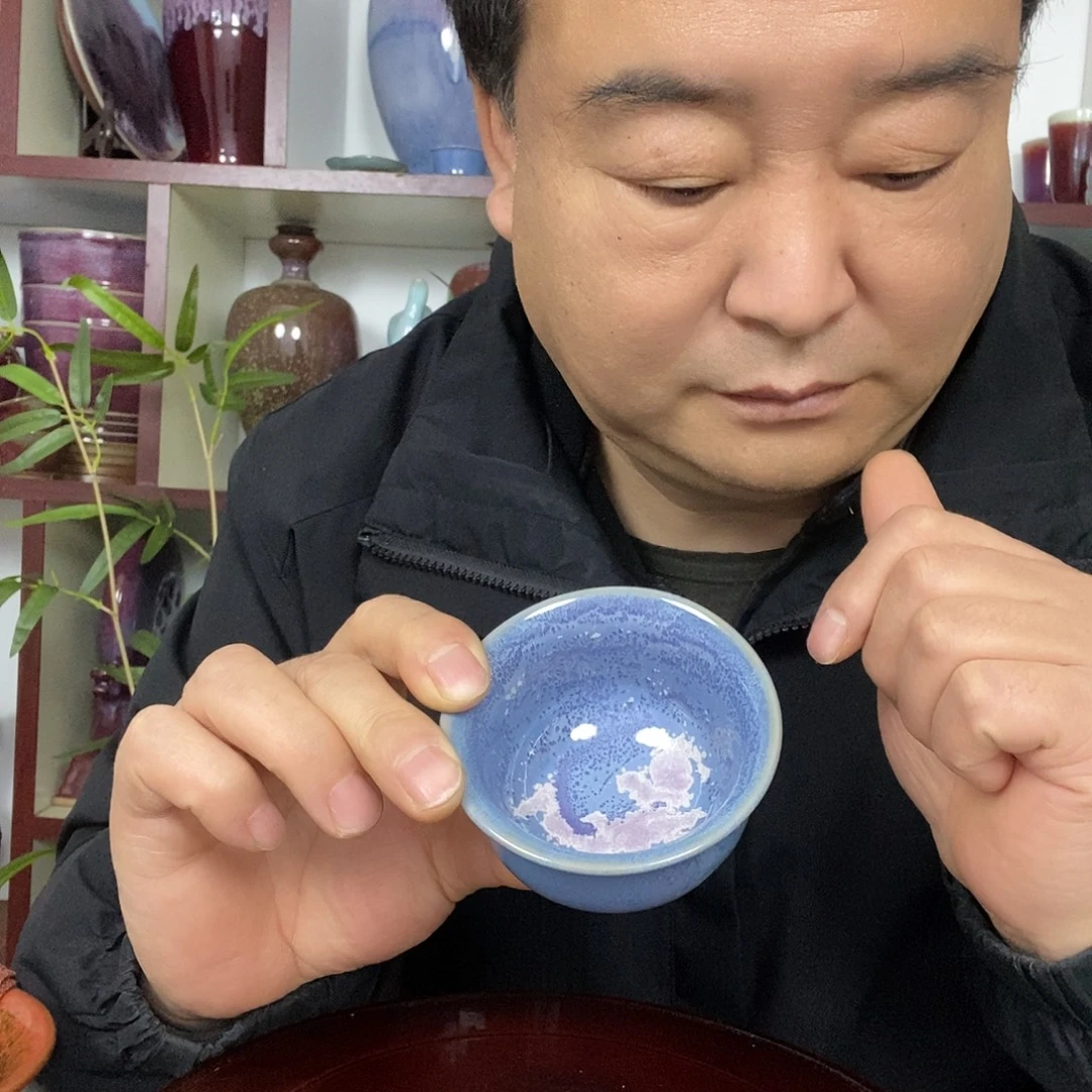 杯钧瓷主人杯压手杯手拉胚原矿窑变