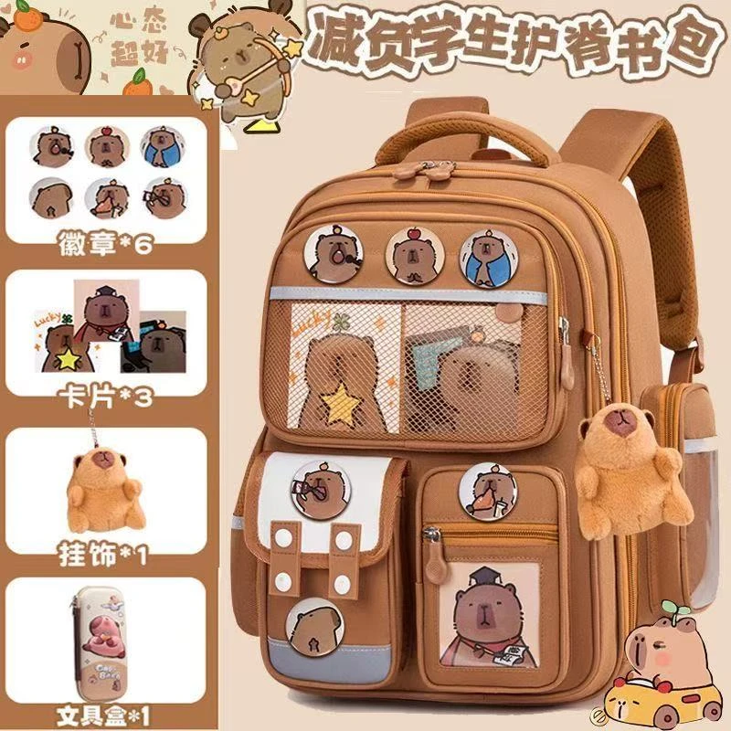 卡皮巴拉书包小学生男一二三到六年级四五年级轻便减负耐磨双肩包