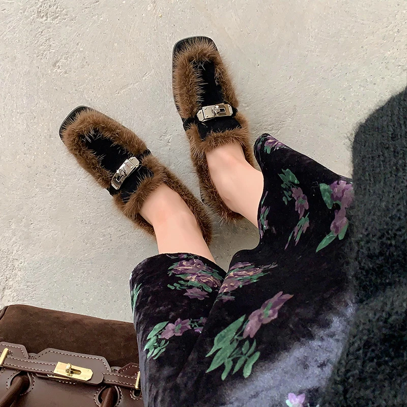 DJ时尚女鞋-A2178黑色水貂毛