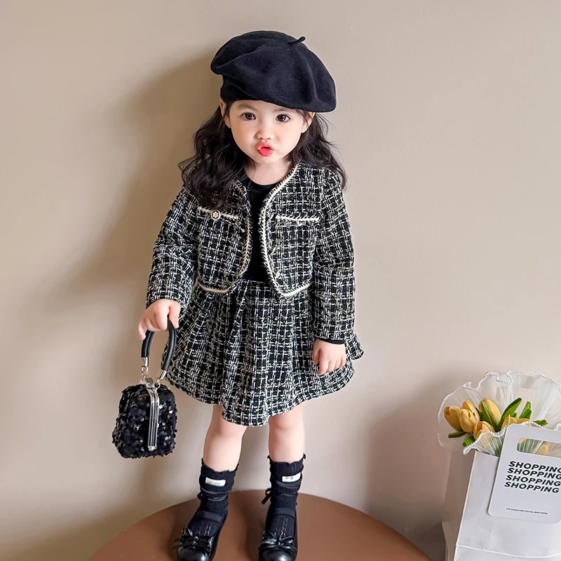 女童小香风套装2025新款儿童春秋装韩版洋气女宝宝春季时髦两件套