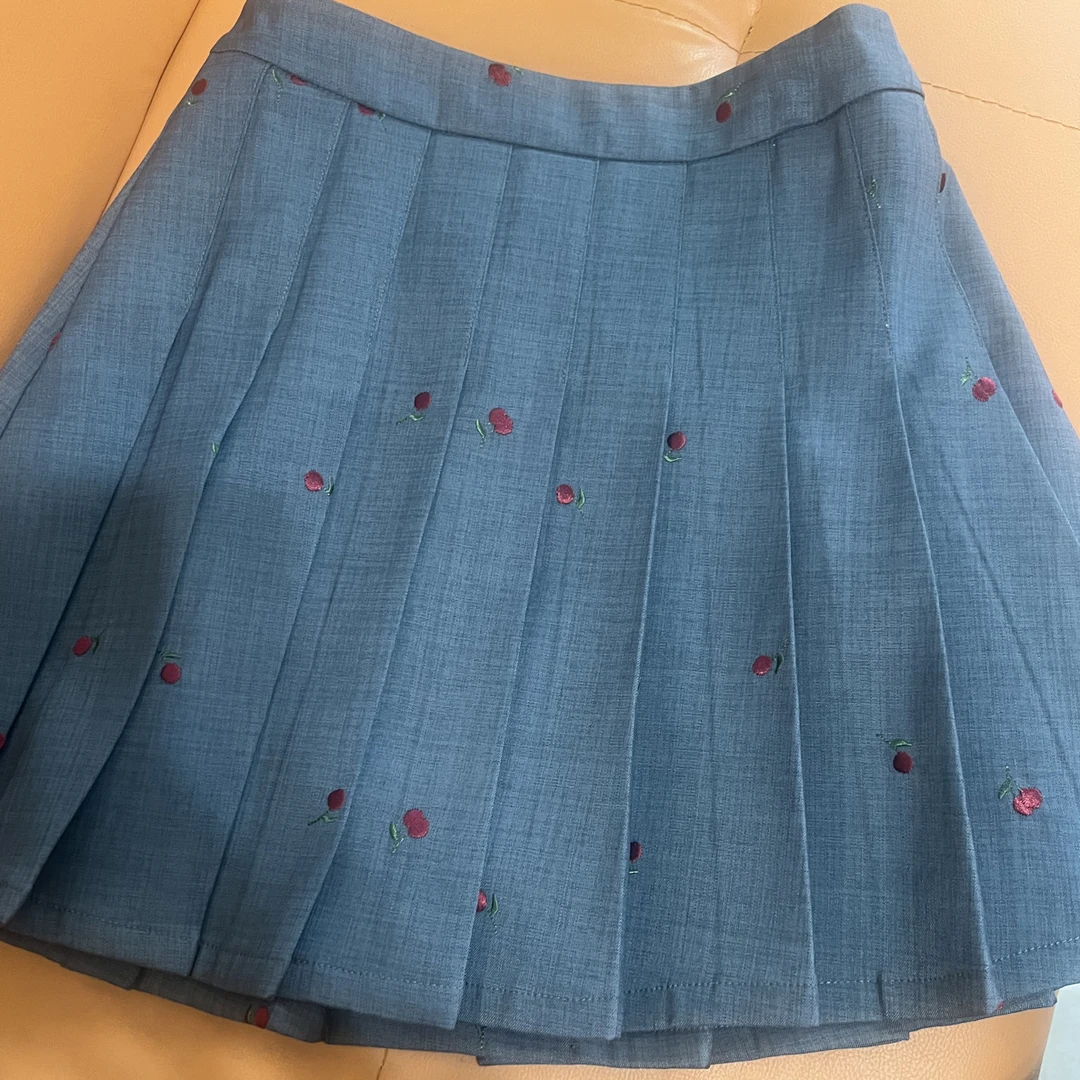 定制版学院风防走光刺绣百褶裙百搭高级通勤显瘦显高拉链松紧腰