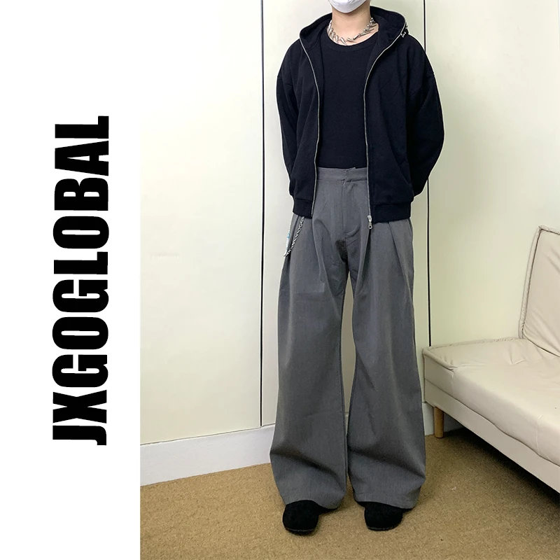 JXGOGLOBAL复古高级感弯刀休闲裤子男女宽松廓形垂感cleanfit西裤