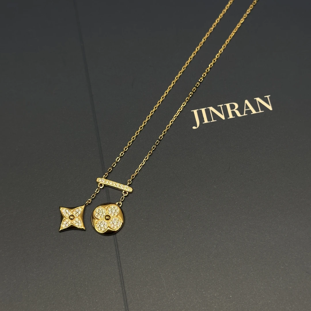 坠链均925银锆石 JINRAN｜太阳花花项链通体s925银