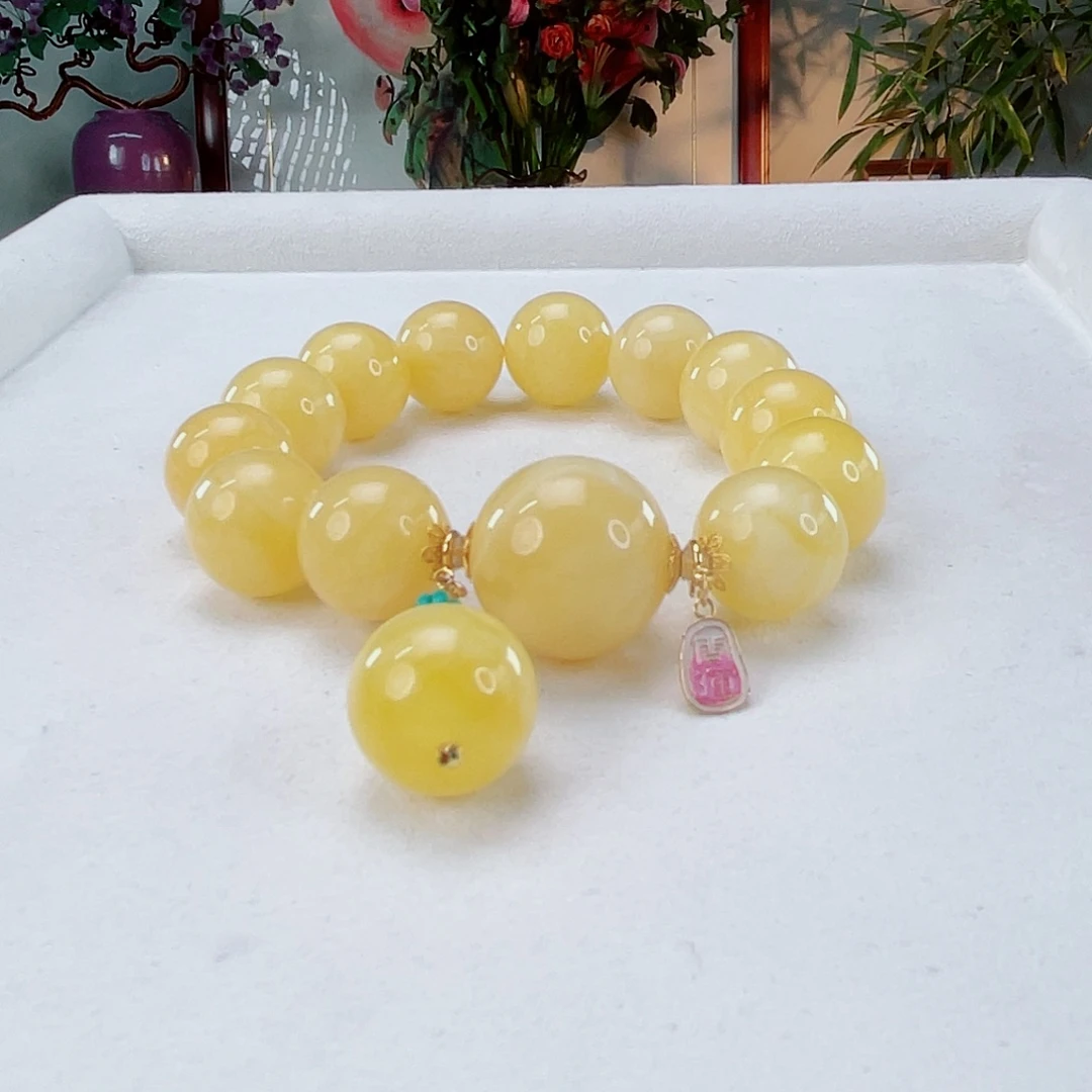 蜜蜡手链18K金镶嵌蜜蜡15.2