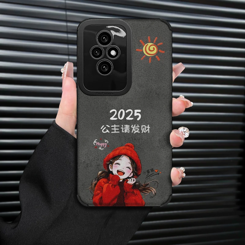 2025爱自己发财适用创意荣耀200/PRO手机壳防摔软全包复古皮质