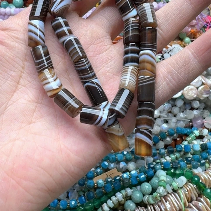 合金玛瑙/玉髓珠宝半成品一条8-12mm蚕丝玛瑙