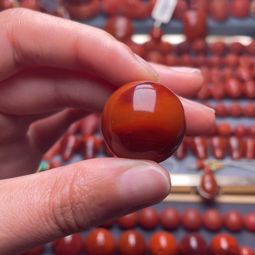 南红玛瑙未镶嵌其他W23瓦西双色满肉圆珠