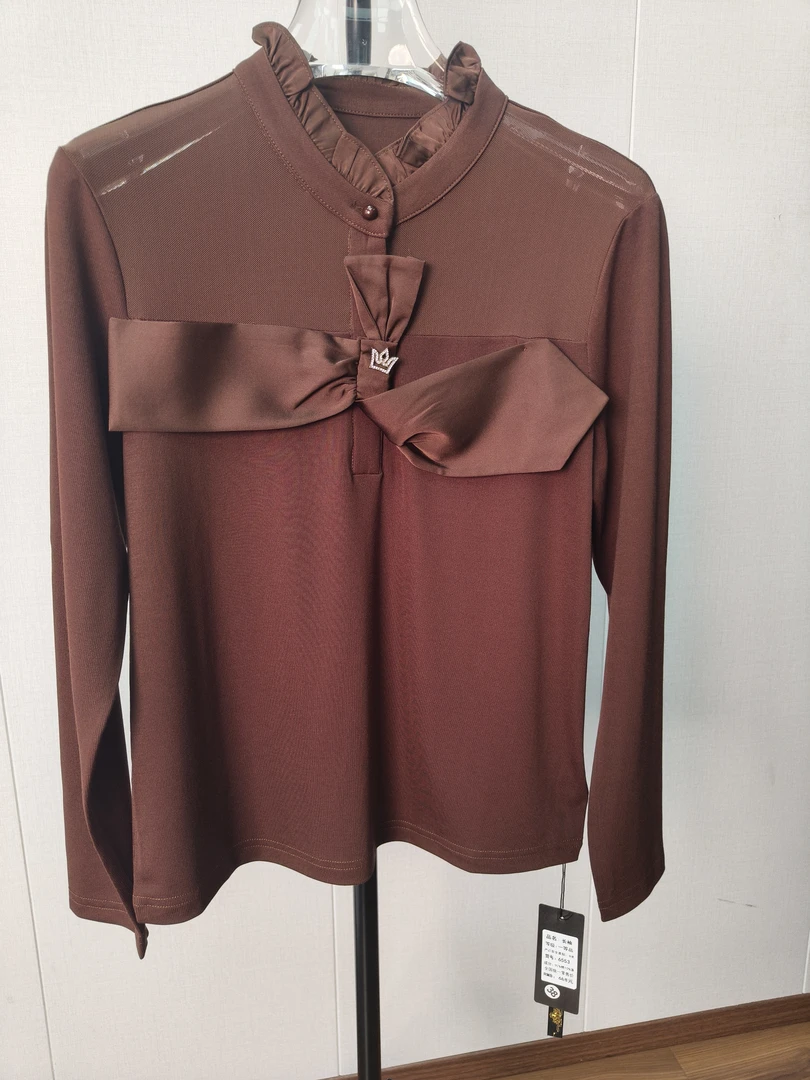 春季法式网纱拼接蕾丝上衣长袖女士潮流高质感穿搭气质简约舒适