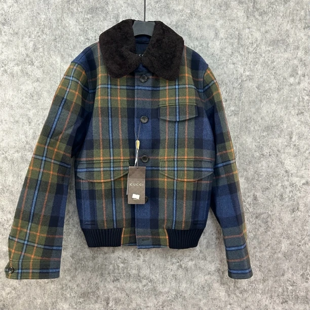 未使用 GUCCI/古驰 古驰绿色格纹大衣外套