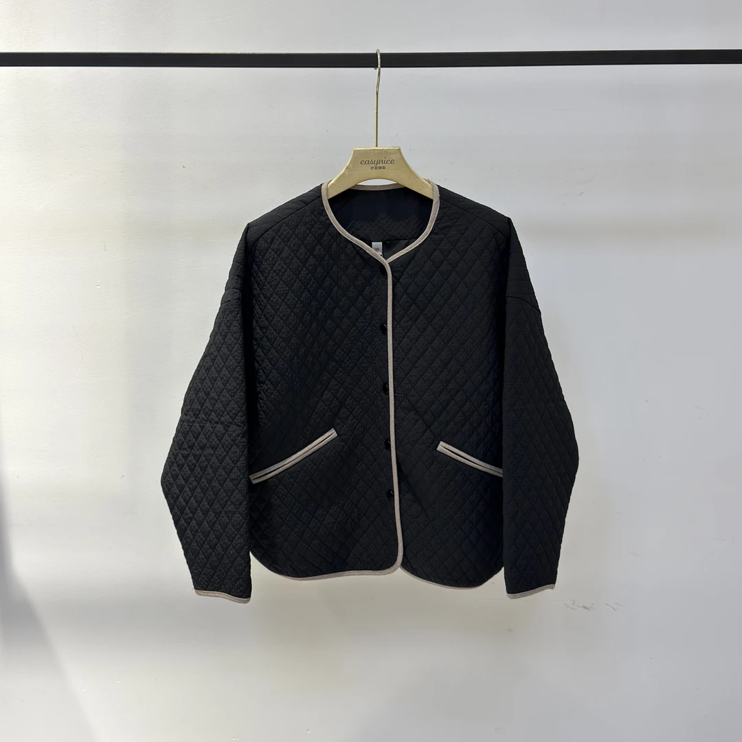 秋冬时尚百搭宽松显瘦菱格圆领棉服 DBC-8808