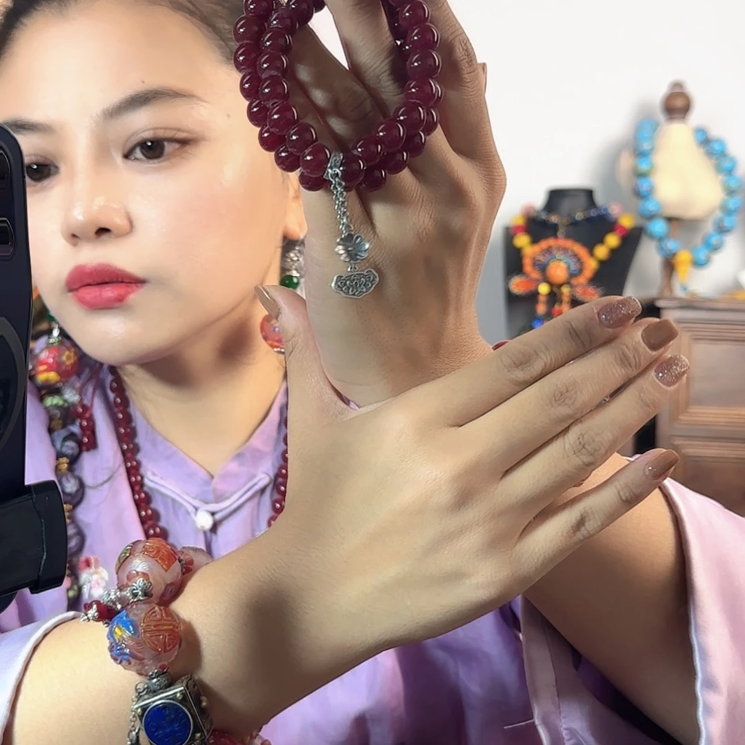 DIY琉璃老琉璃红色的小串