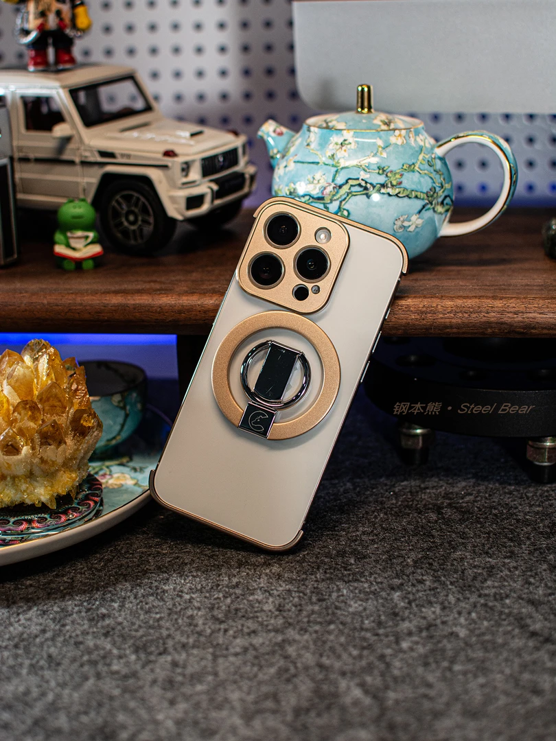 适用苹果15/16proMax极简无背板金属半包四角拼装保护壳iPhone14