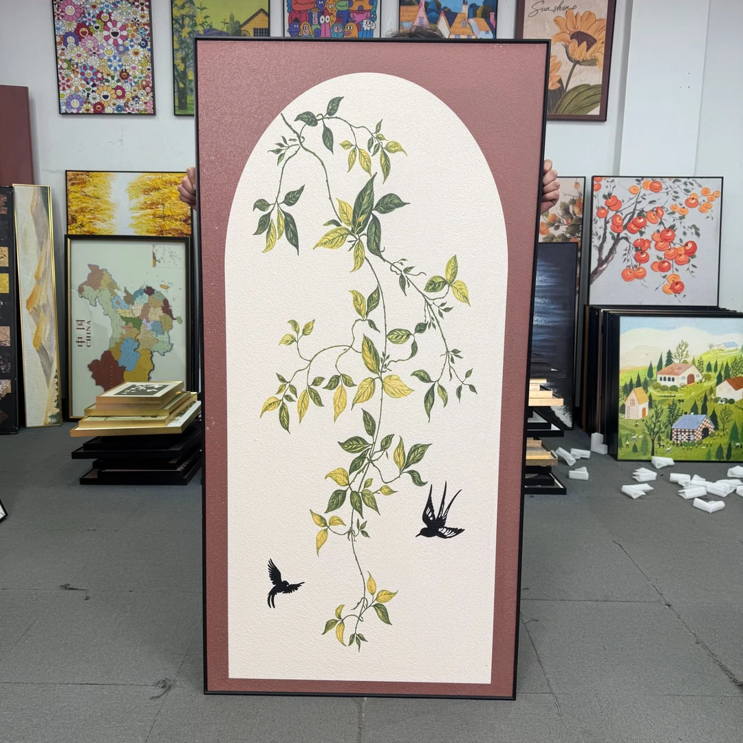 绿植抽象中古风入户玄关装饰画现代简约轻奢走廊过道挂画80160