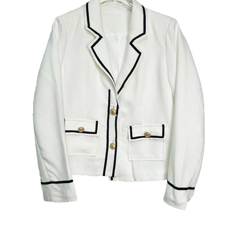 法式轻奢名媛气质白色翻领洋气小香风外套E22990