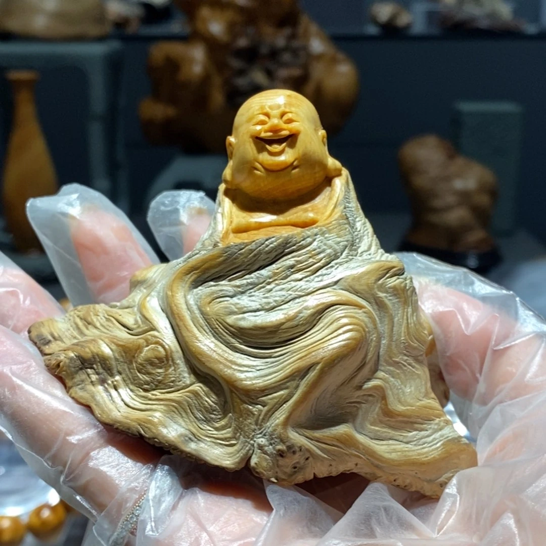 福***柏木（崖柏）崖松纹理坨子弥勒