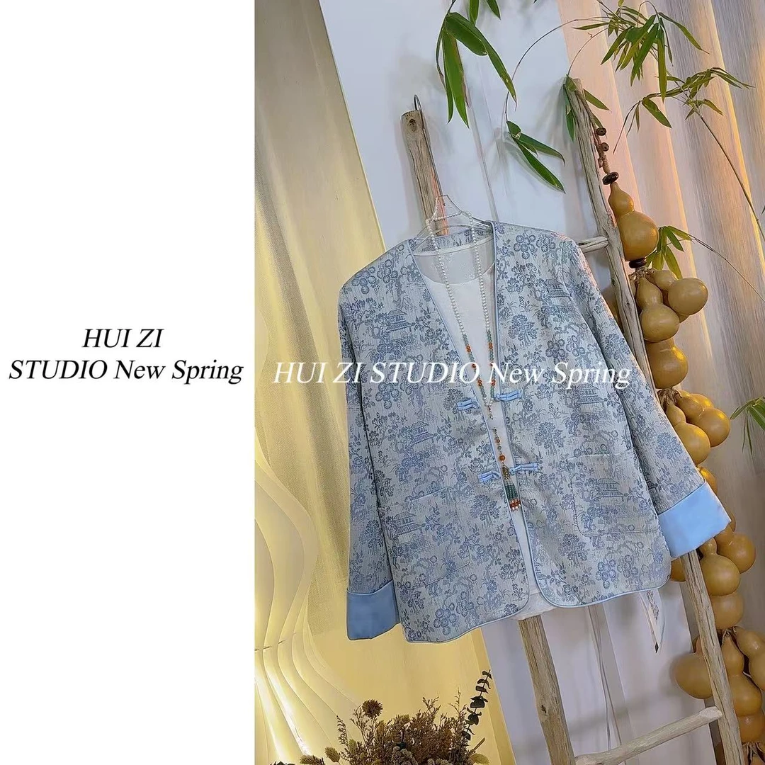 803  HUI ZI［斑斓］春夏新款新中式国风重工提花正肩显瘦外套
