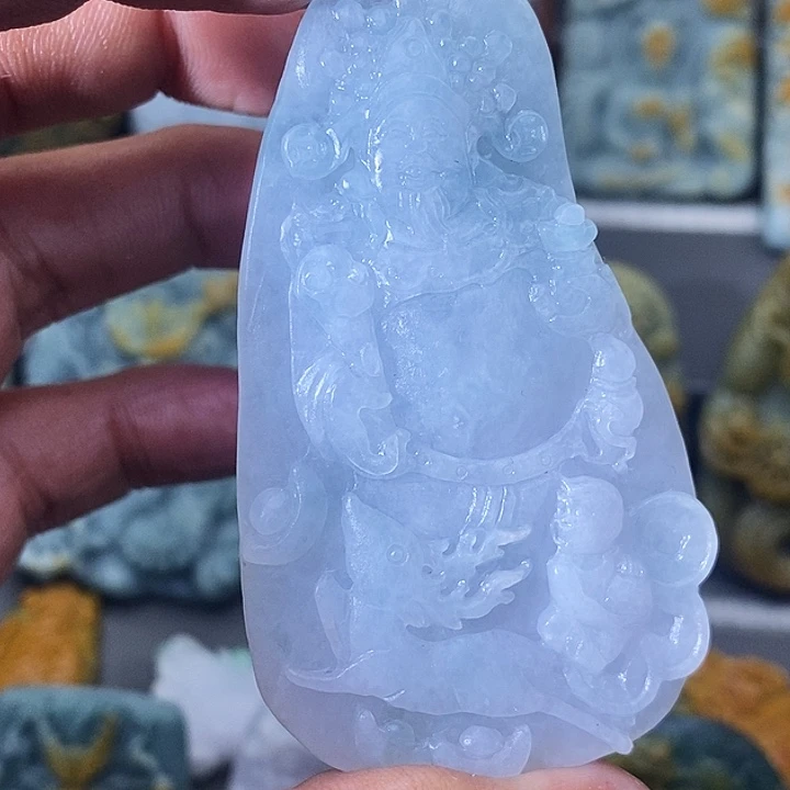 定制翡翠未镶嵌财神爷 抛光三天