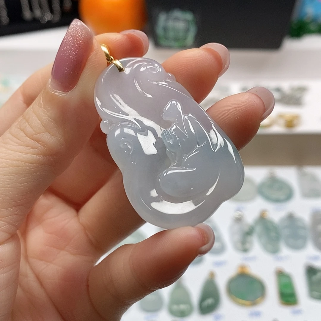 翡翠18K金镶嵌吊坠(不含链)