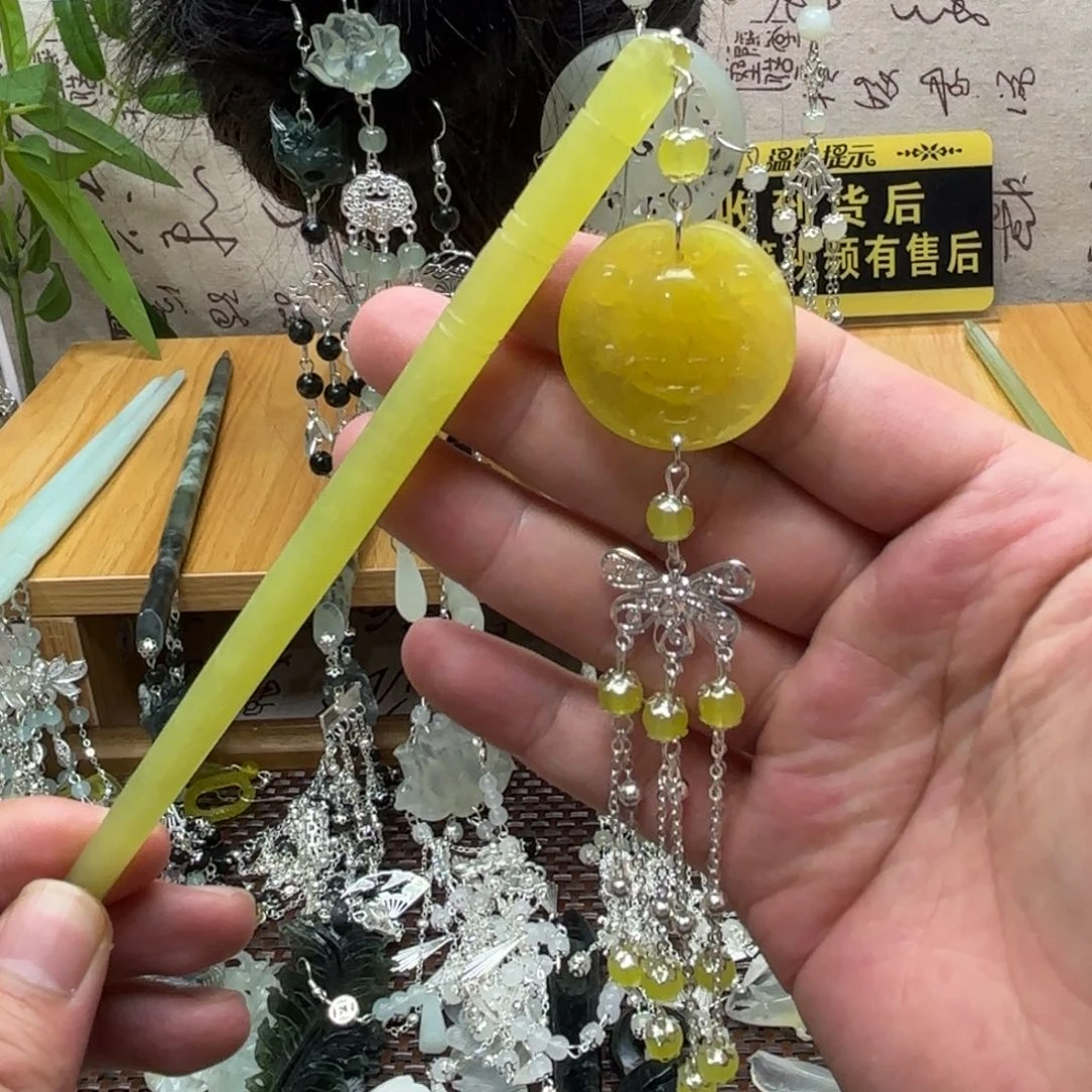 蛇纹石玉合金发饰