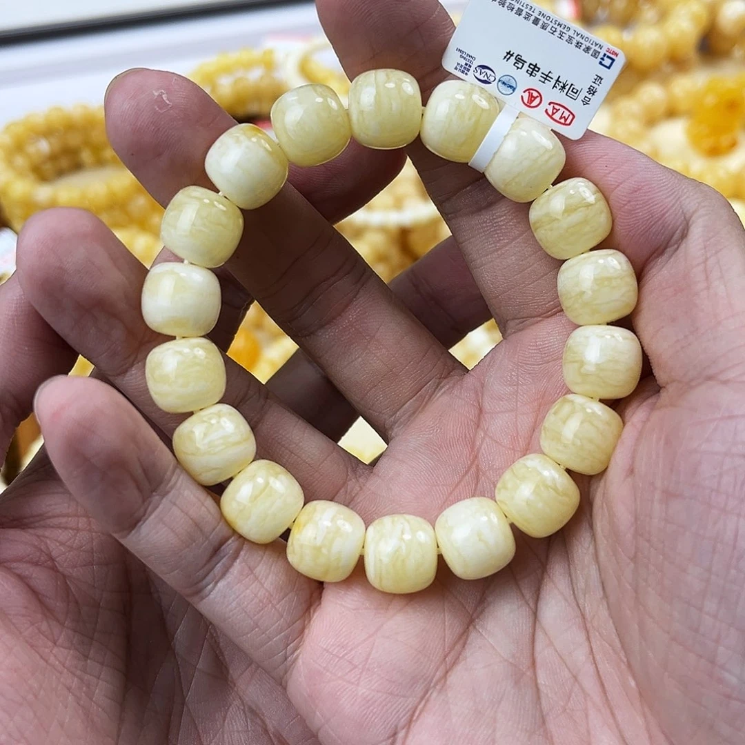 未镶嵌蜜蜡手串乌白千层虎皮同料手串12mm