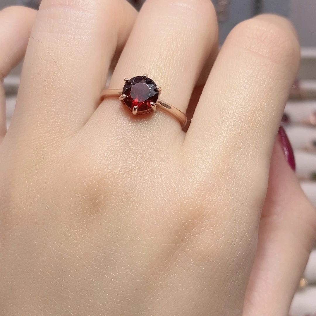 银S925镶嵌石榴石戒指戒指