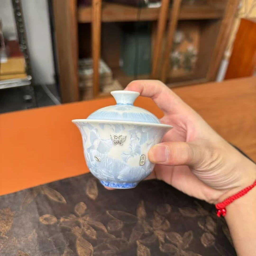 窑变结晶锯钉二才盖碗 6216