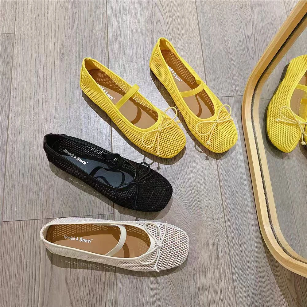 1-8包头法式一脚蹬网面镂空单鞋