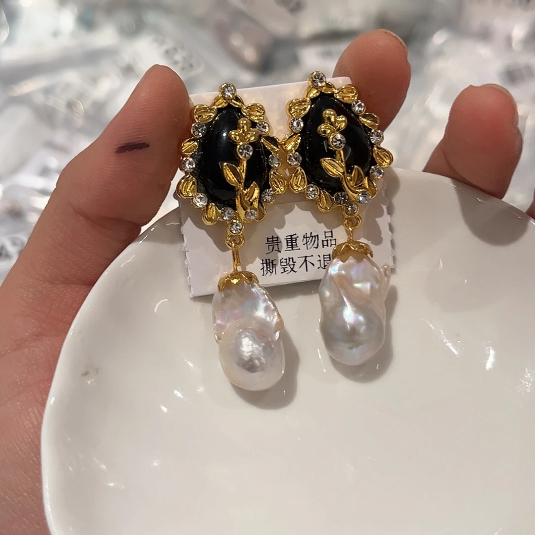 合金淡水珍珠耳饰