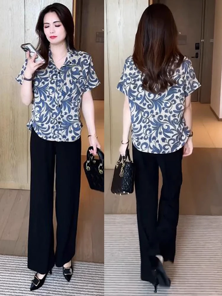 夏季新款休闲穿搭衬衫休闲时尚洋气显瘦减龄女神短袖百搭上衣