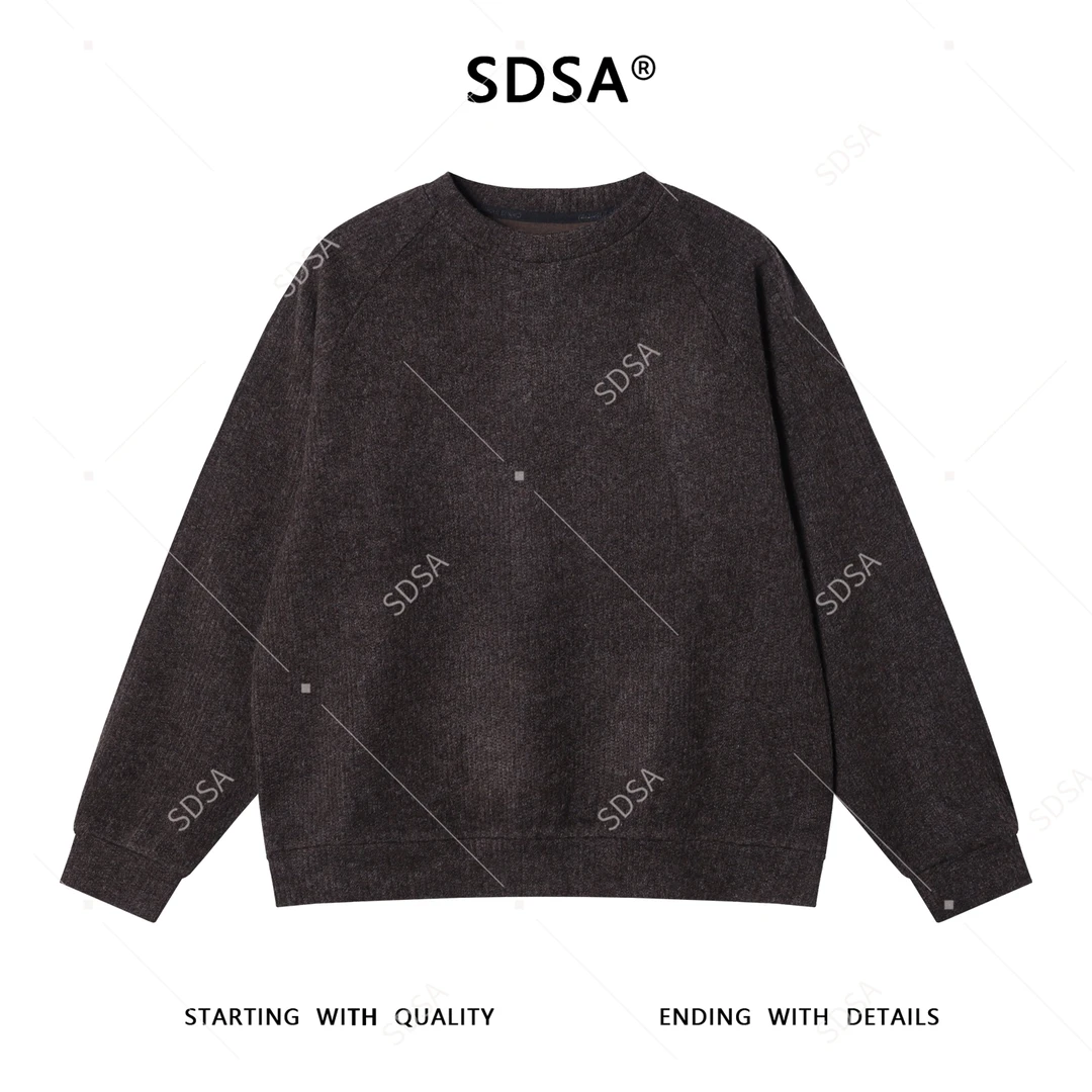 SDSA男士秋冬新款痞帅男装韩版简约时尚纯色圆领针织卫衣百搭上衣