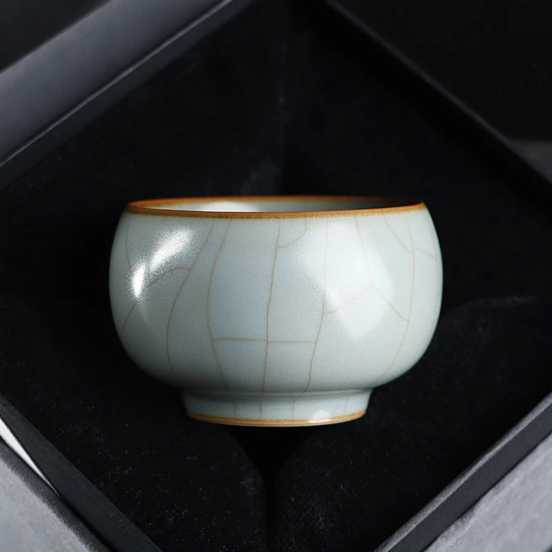 凝香阁茶养开片仿古釉天青汝窑禅定主人杯陶瓷茶具品茗杯个性单杯